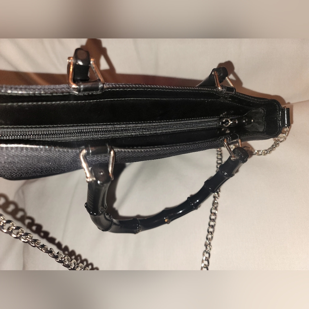 GUCCI Black Nylon Handbag With Bamboo Hand Straps - Picture 10 of 14